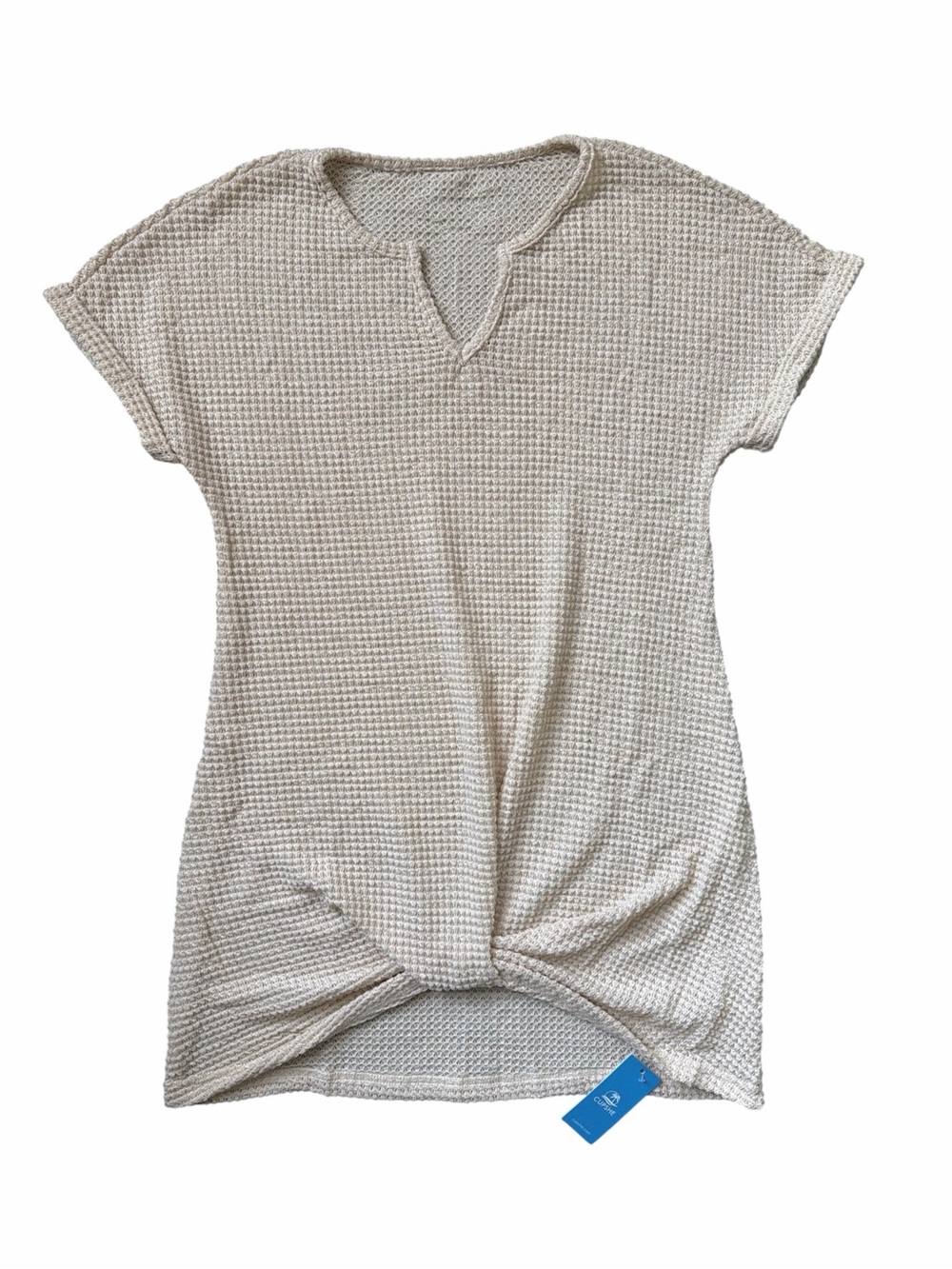 Cupshe Beige Waffle Knit Hem Twist Mini Cover-Up Size Small NWT - Picture 2 of 4